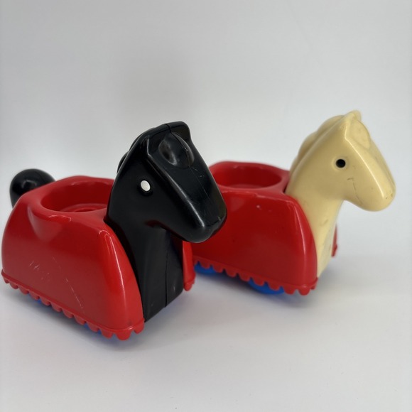 Lot 2 Vintage Little Tikes Wee Waffle Castle Replacement White & Black Horse - Picture 4 of 6